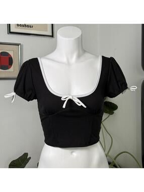 Women's Black Crop-top